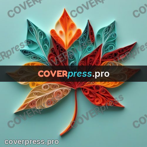 Paper quilling design: orange and red leaf