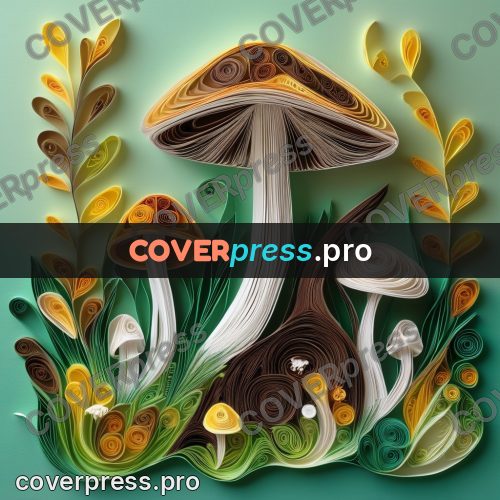Paper quilling design: mushroom on a stump
