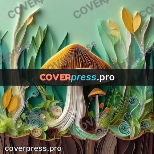 Paper quilling design: mushroom on a stump