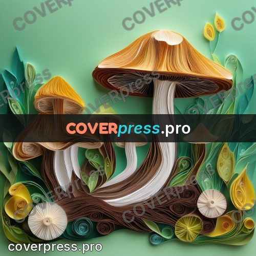 Paper quilling design: mushroom on a stump