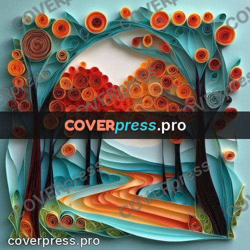 Paper quilling design: autumn alley with a path