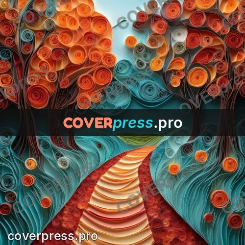 Paper quilling design: autumn alley with a path