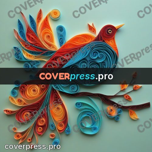 Paper quilling design: firebird with a long tail