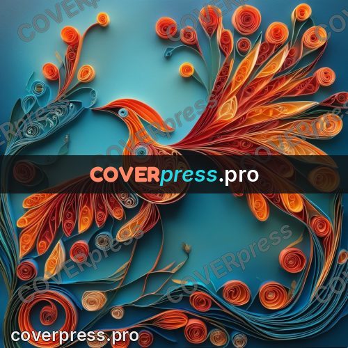 Paper quilling design: firebird with a long tail