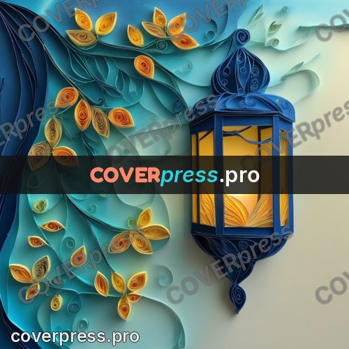 Paper quilling design: lantern with a yellow flame