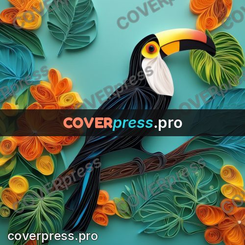 Paper quilling design: toucan with a big beak