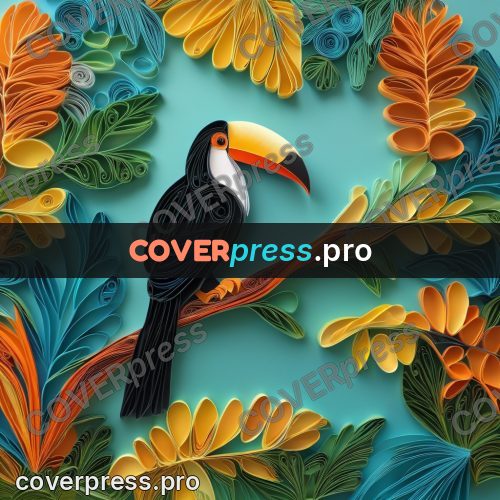 Paper quilling design: toucan with a big beak