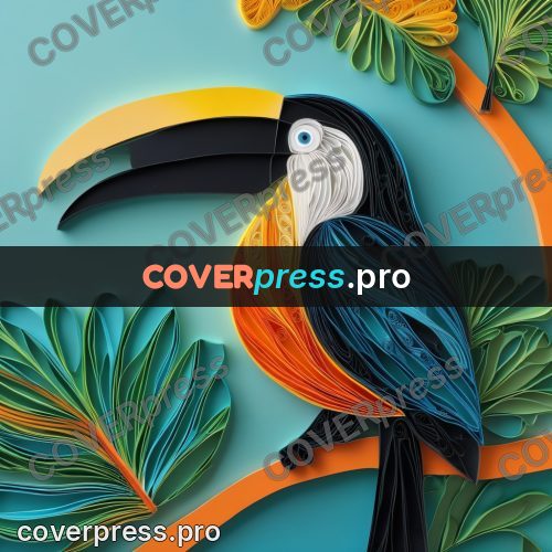 Paper quilling design: toucan with a big beak