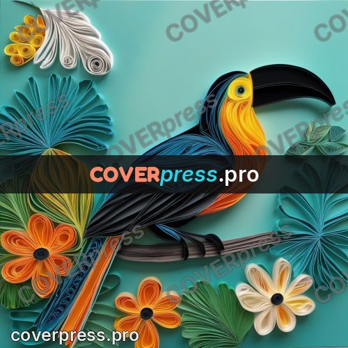 Paper quilling design: toucan with a big beak