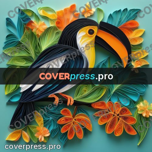 Paper quilling design: toucan with a big beak