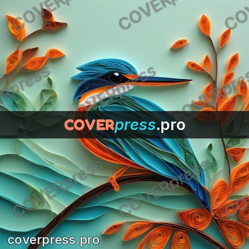 Paper quilling design: kingfisher on a thin branch