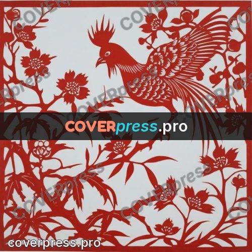 Papercut print: long-tailed bird on a branch