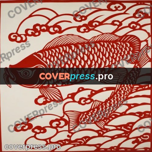 Papercut print: fish with scales in rows