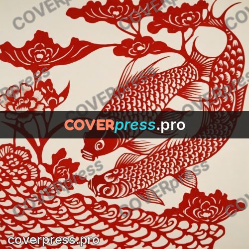 Papercut print: fish with scales in rows