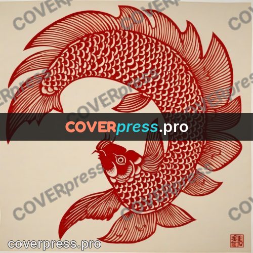 Papercut print: fish with scales in rows