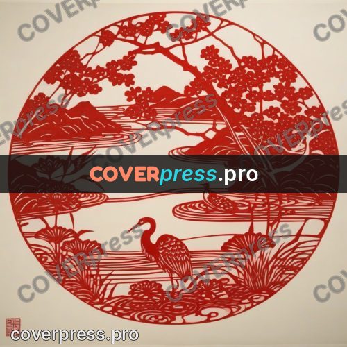 Papercut print: heron by the water