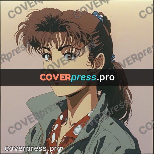 Old anime drawing: girl with a ponytail