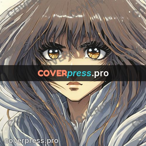 Old anime drawing: face with golden eyes