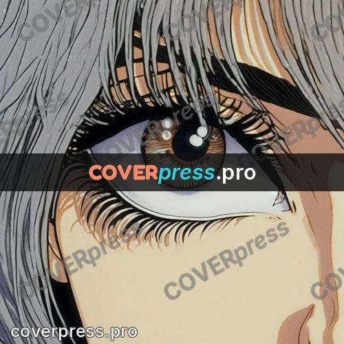 Old anime drawing: face with golden eyes