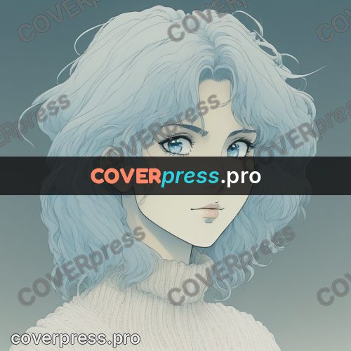 Old anime drawing: pale-haired girl in a sweater