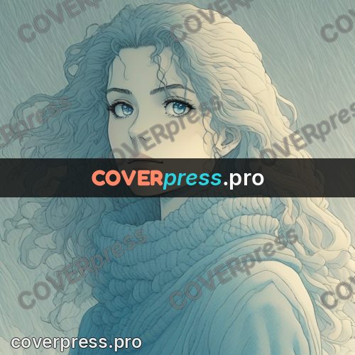 Old anime drawing: pale-haired girl in a sweater