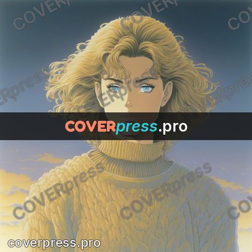 Old anime drawing: girl in a yellow sweater