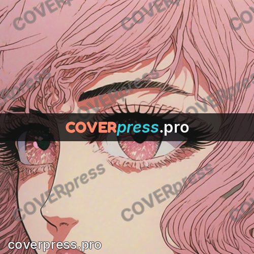 Old anime drawing: eye with pink lashes