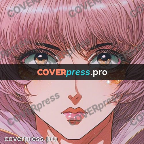 Old anime drawing: eye with pink lashes