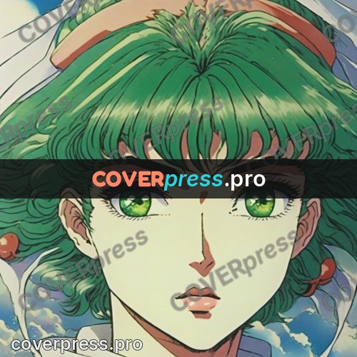 Old anime drawing: face with green eyes