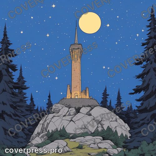 Рисунок в стиле аниме 80-х: хранитель, башня и дракон