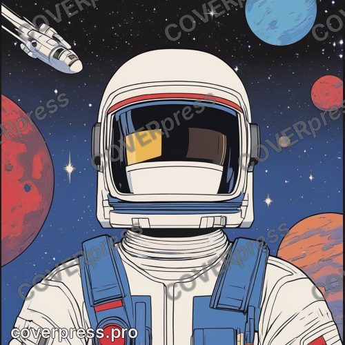 Рисунок в стиле аниме 80-х: пилот, планета и звездолёт