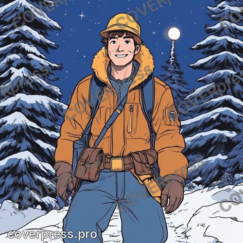 Рисунок в стиле аниме 80-х: воин, костёр и волк