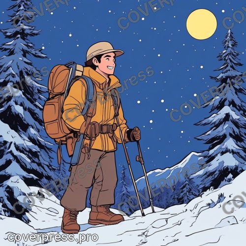 Рисунок в стиле аниме 80-х: воин, костёр и волк
