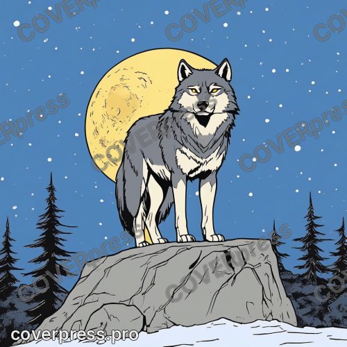 Рисунок в стиле аниме 80-х: воин, костёр и волк