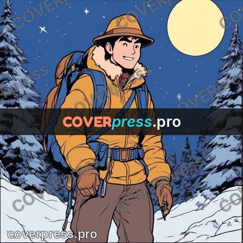80s anime drawing: traveller in a yellow jacket