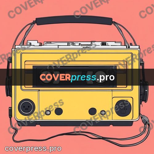 80s anime drawing: yellow cassette player