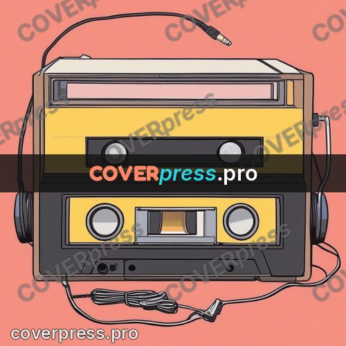 80s anime drawing: yellow cassette player