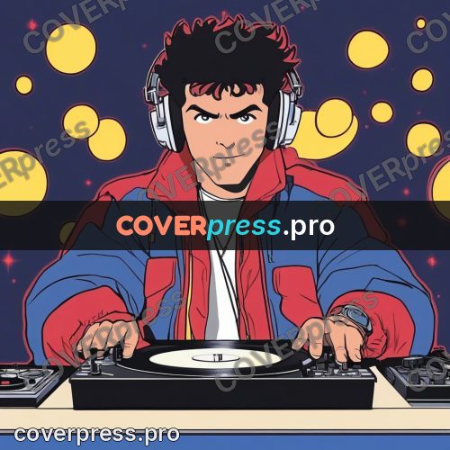 80s anime drawing: dj at the turntables