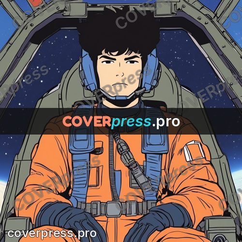 80s anime drawing: pilot in an orange suit