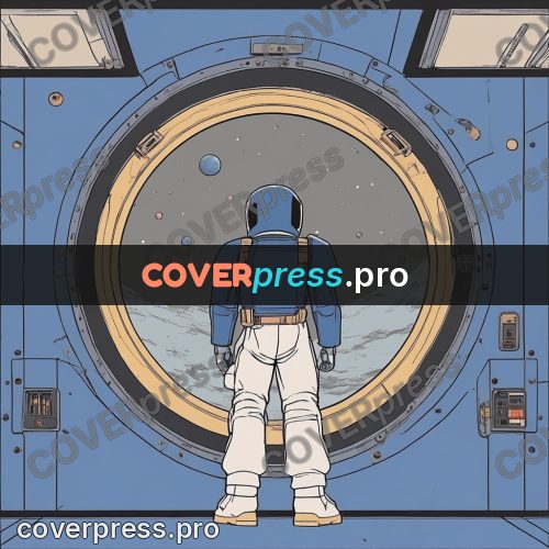 80s anime drawing: astronaut in a round hatch