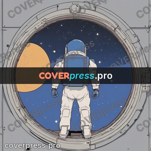 80s anime drawing: astronaut in a round hatch