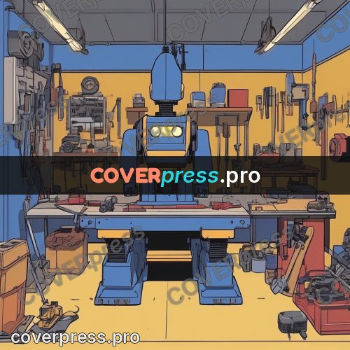80s anime drawing: workshop with a robot