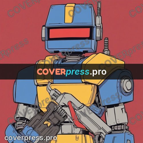 80s anime drawing: yellow robot with a wrench
