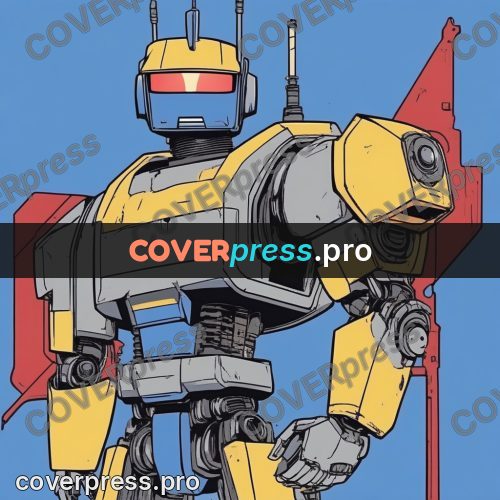 80s anime drawing: yellow robot with a wrench
