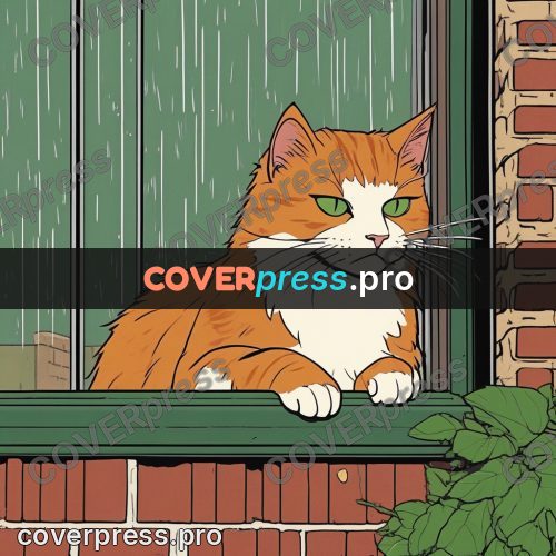 80s anime drawing: ginger cat in a window