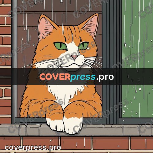 80s anime drawing: ginger cat in a window