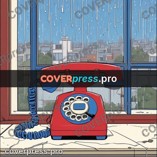 80s anime drawing: red telephone on a windowsill