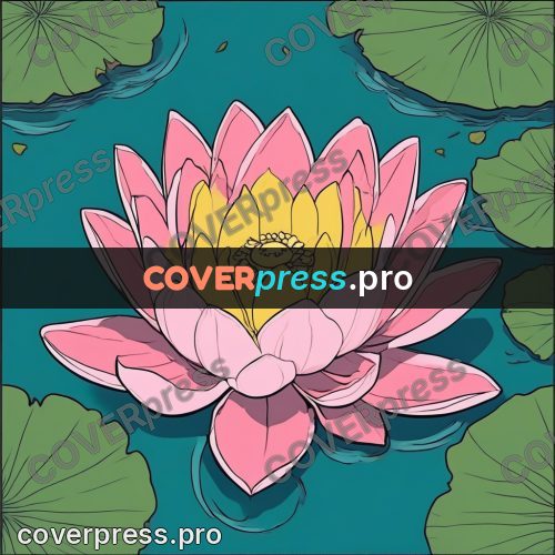80s anime drawing: pink lotus on the water