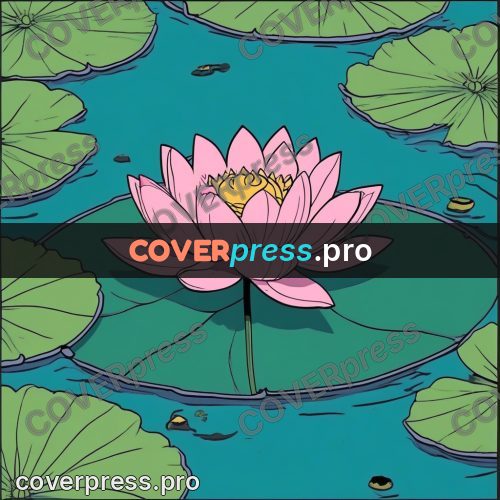 80s anime drawing: pink lotus on the water