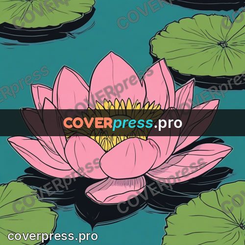 80s anime drawing: pink lotus on the water